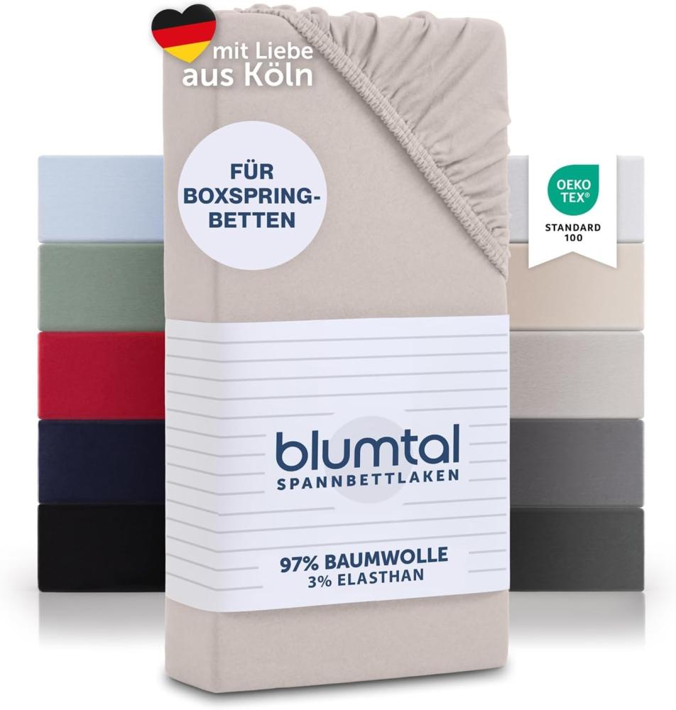 Blumtal Luxus Spannbettlaken 200x200 Boxspringbett 2er Set bis 40cm Höhe - Oeko-Tex Zertifizierte Baumwoll Bettlaken 200x200 Boxspringbett - Spannbettlaken 200x200 Baumwolle - Ivory Bild 1