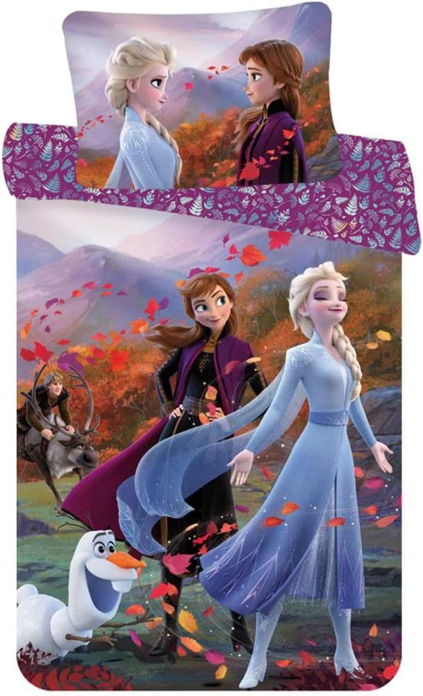 Disney Baby Kinder Bettwäsche Frozen 2 Anna, Elsa und Olaf Bettdecke 100x135 cm + Kopfkissen 40x60 cm 100% Baumwolle Bild 1