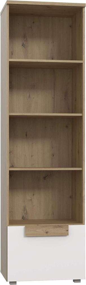 FORTE Arkina Regal mit 1 Tür, Holzwerkstoff, Artisan Eiche + Weiß, 55,4 x 197 x 41,3 cm Bild 1