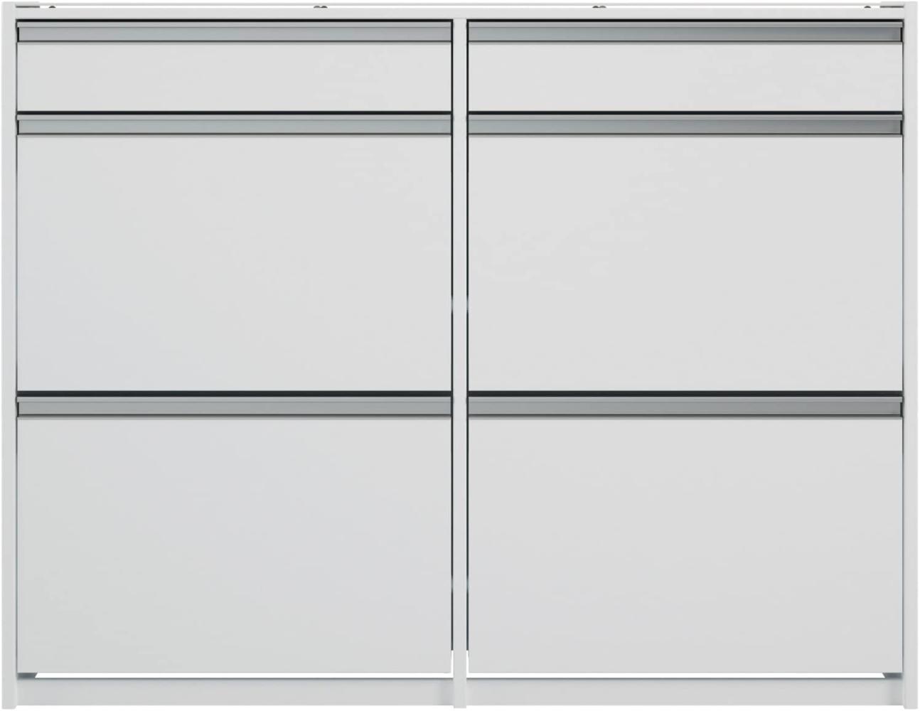 Steens Schuhschrank Skyline Weiß inkl. Abdeckplatte aus Glas und 4 Fächern, 98,3 x 24 x 124 cm Bild 1