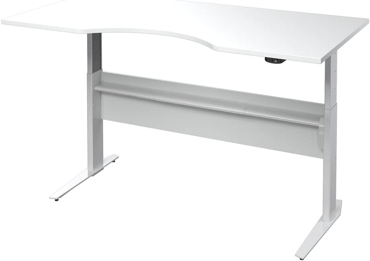 'Prima' Schreibtisch höhenverstellbar, weiß/grau, 66,5 x 90 x 180 cm Bild 1