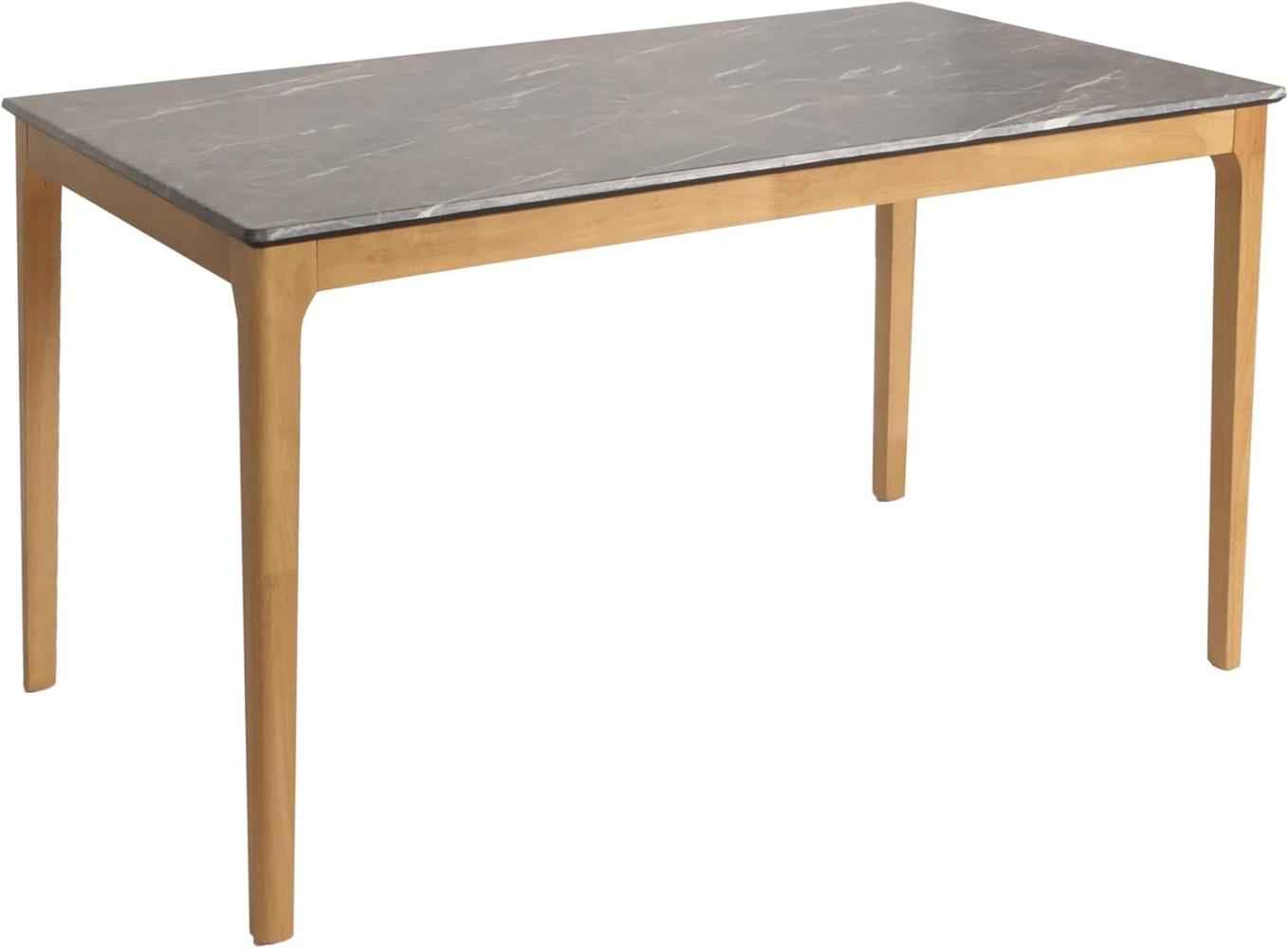 Esszimmertisch HWC-M55, Tisch Esstisch, Massiv-Holz HDF Laminat Melamin 135x80cm, Marmor/Stein-Optik, helle Beine Bild 1