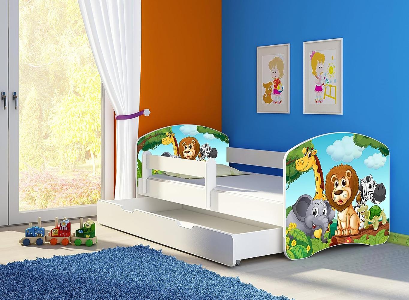 Clamaro 'Fantasia' Kinderbett 'Animals' 70 x 140 cm inkl. Bettkasten, Rausfallschutz, Matratze und Lattenrost Bild 1