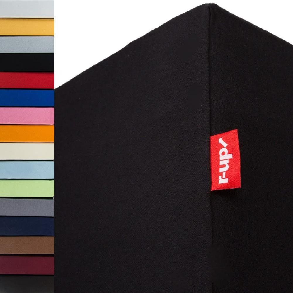 r-up Passt Spannbettlaken 90x200-100x200 bis 35cm Höhe viele Farben 100% Baumwolle 130g/m² Oeko-Tex stressfrei auch für hohe Matratzen (schwarz) Bild 1