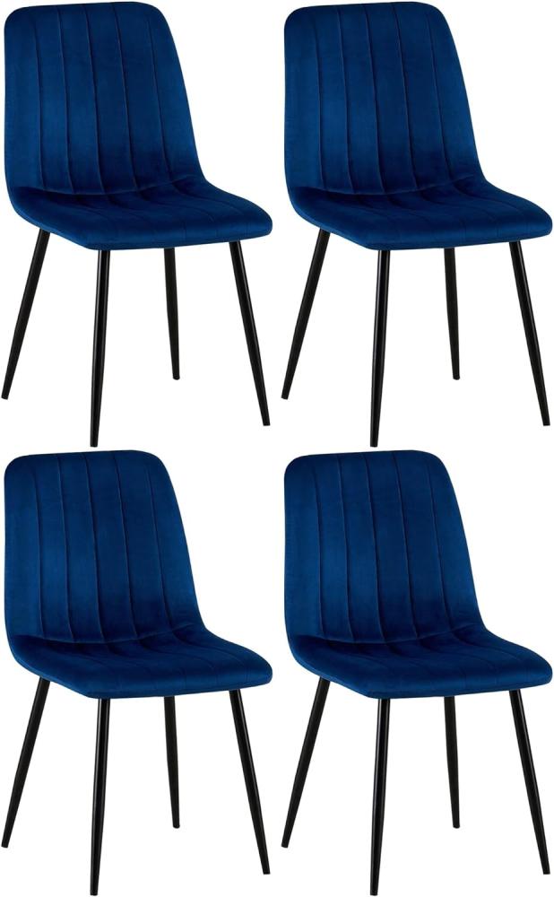 4er Set Stühle Dijon Samt (Farbe: blau) Bild 1