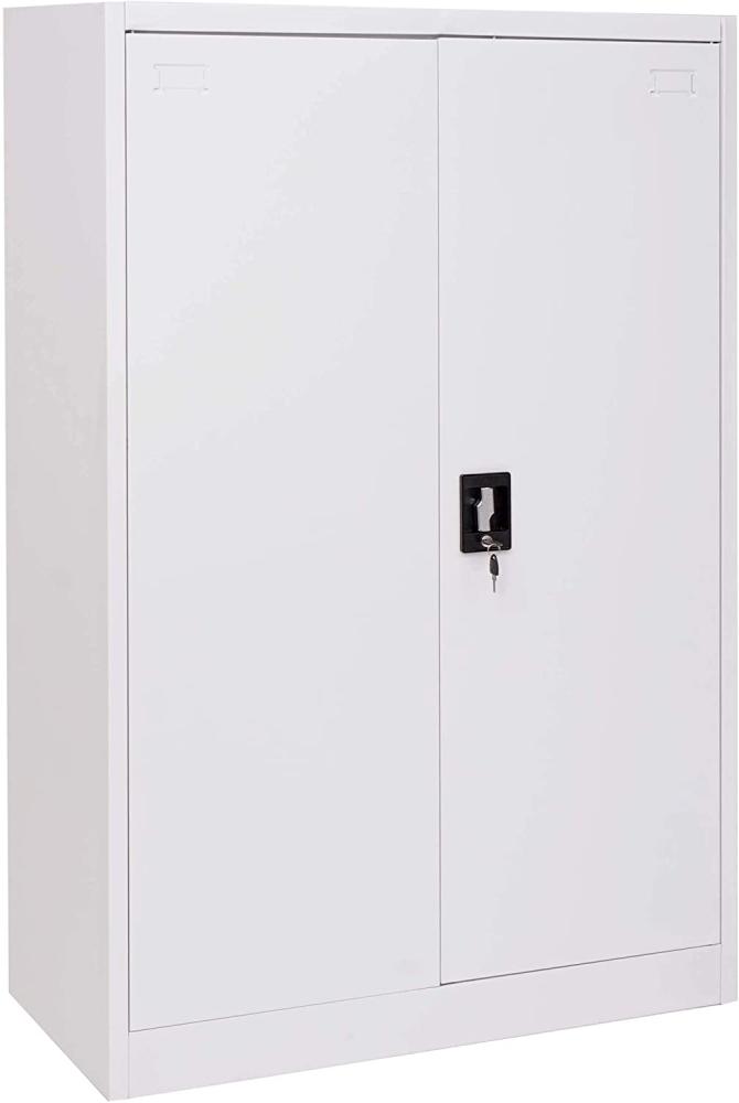 Aktenschrank HWC-H17, Stahlschrank Büroschrank Schrank, 2 Türen abschließbar Metall ~ 140x90x40cm weiß Bild 1