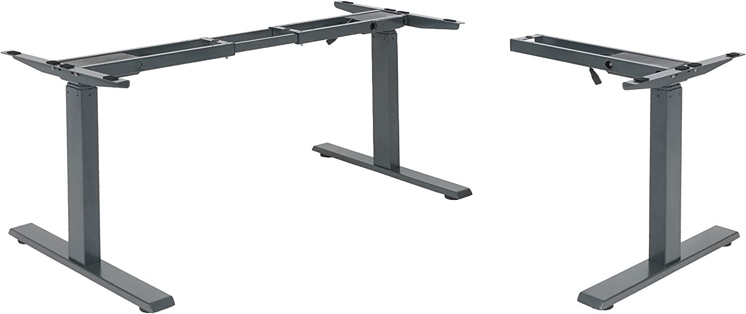 Gestell HWC-D40, variables Tischgestell für Eck-Schreibtisch, elektrisch höhenverstellbar Memory 45kg ~ anthrazit-grau Bild 1