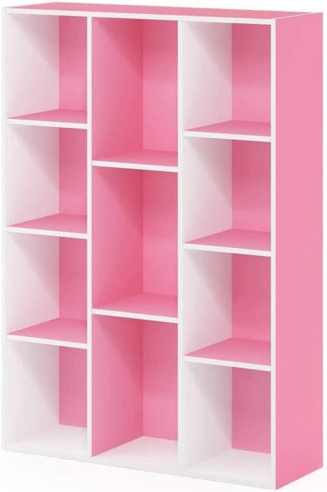 Furinno offenes Bücherregal mit 11 Fächern, holz, Weiß/Rosa, 23. 88 x 73. 91 x 105. 92 cm Bild 1