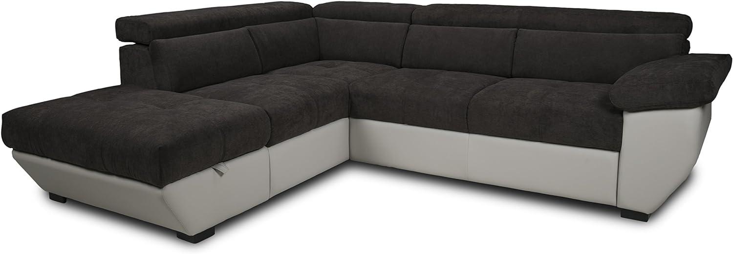 Mivano Ecksofa Speedway / Couch in L-Form mit verstellbaren Kopfteilen und Ottomane / 262 x 79 x 224 / Zweifarbig: dunkelbraun/beige Bild 1
