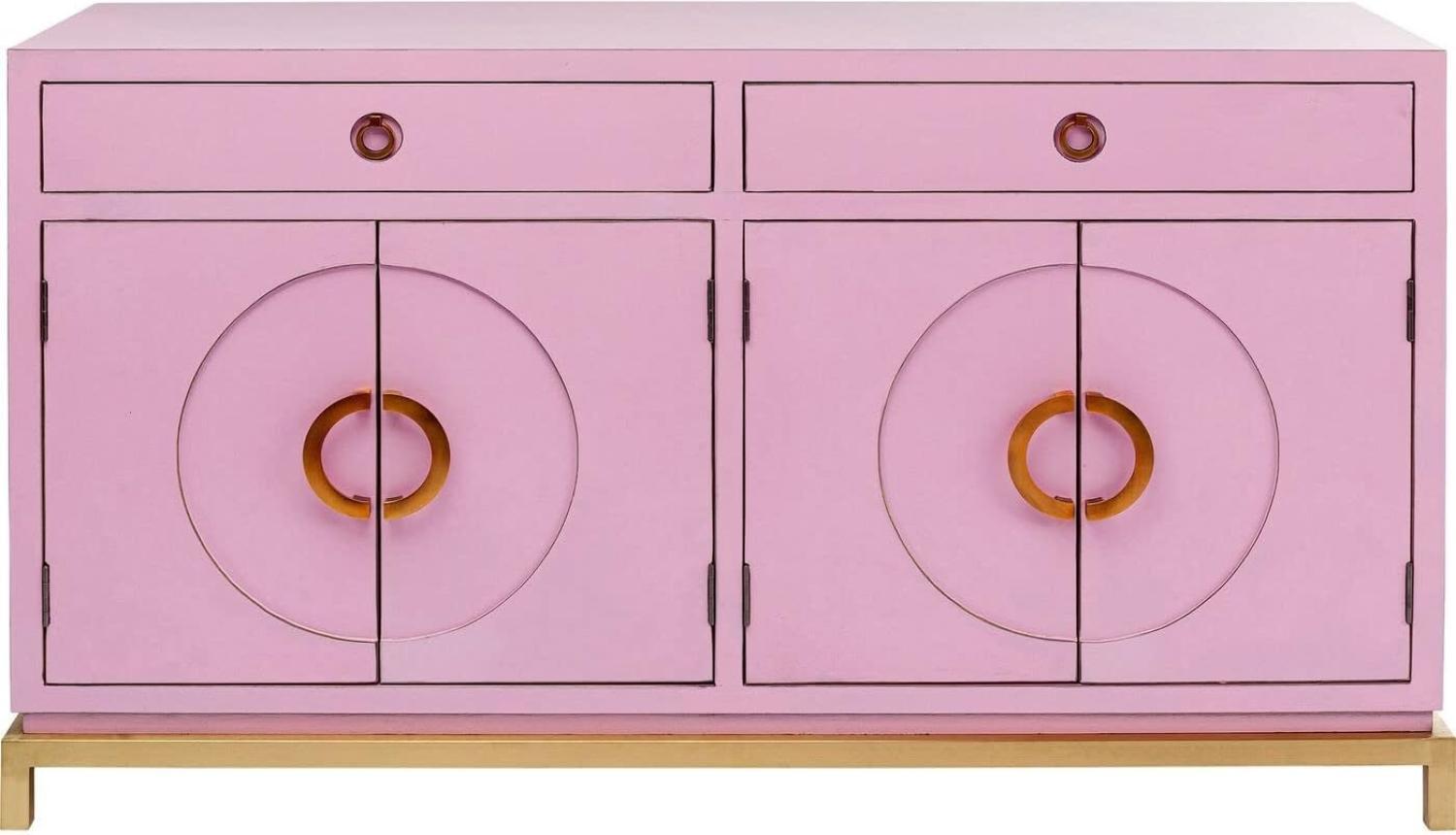 Kare Design Sideboard Disk Pink, rosane, breite Kommode, Schrank mit 2 Doppeltüren und 2 Schubladen für Wohnzimmer, pinkes Vintage TV Sideboard, (H/B/T) 84x150x50cm Bild 1