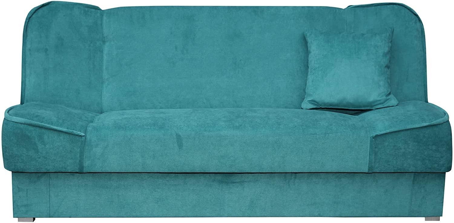 Mirjan24 'Gemini' Schlafsofa mit Bettkasten, 3 Sitzer Sofa, Couch mit Schlaffunktion, Bettsofa, 80 x 175 x 80 cm Türkis Bild 1