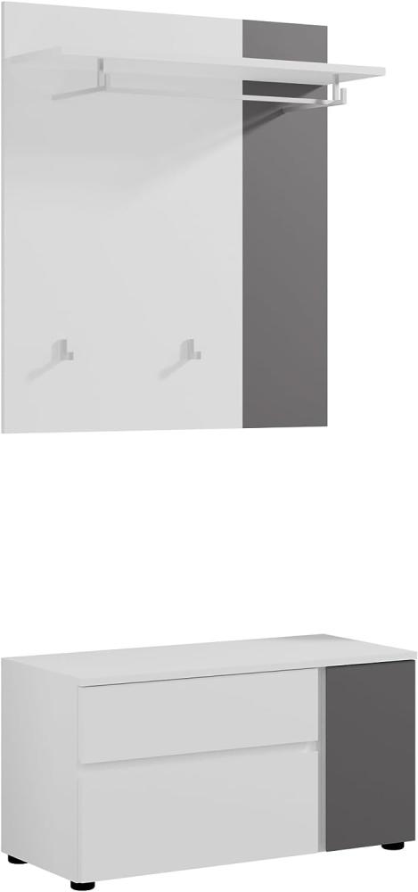 Garderobe Set 2-teilig Kato in weiß und grau 85 cm Bild 1