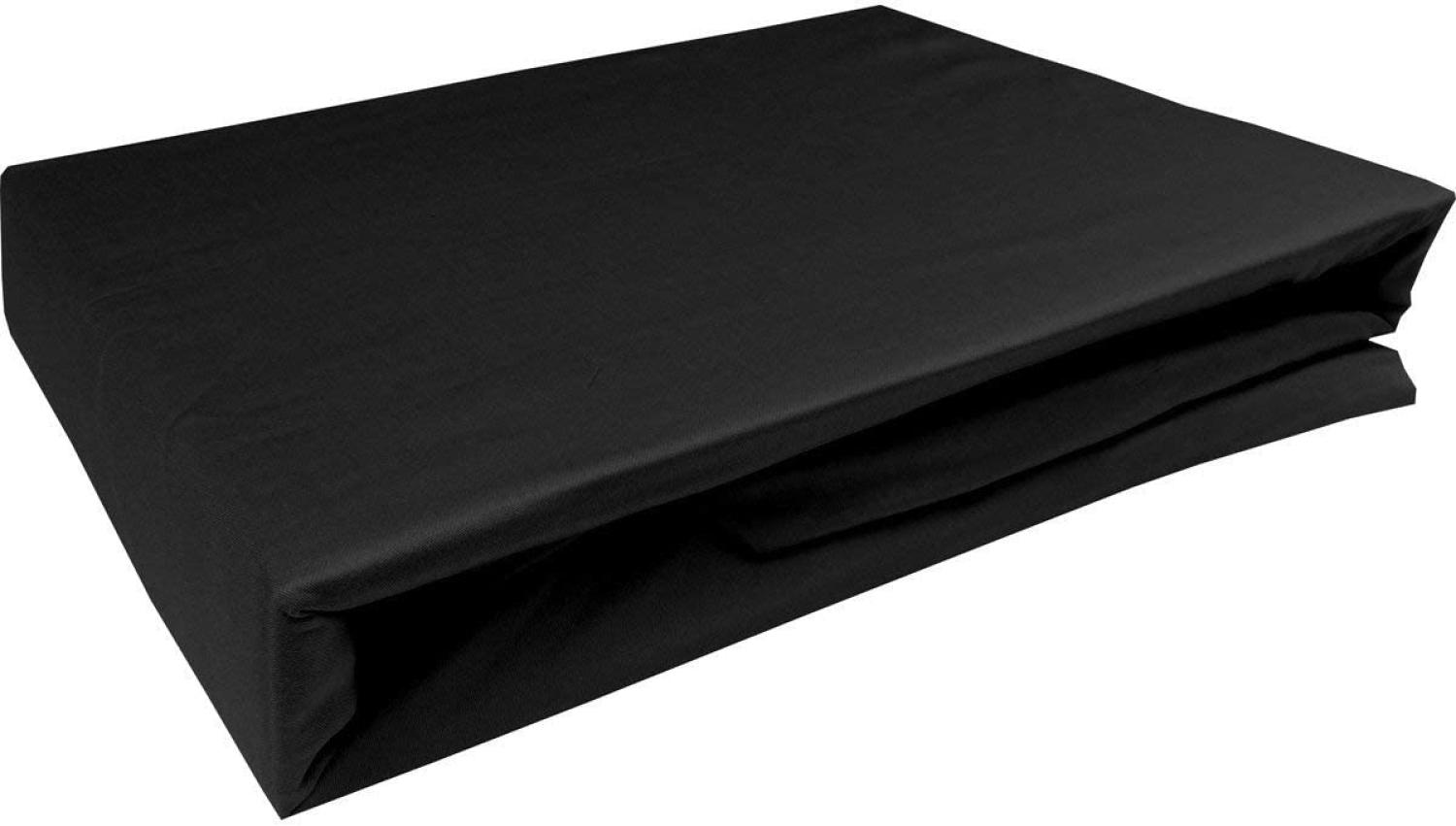 Bettwatsche-mit-Stil Mako-Satin Spannbettlaken schwarz 180x200cm Höhe 5-10cm Bild 1
