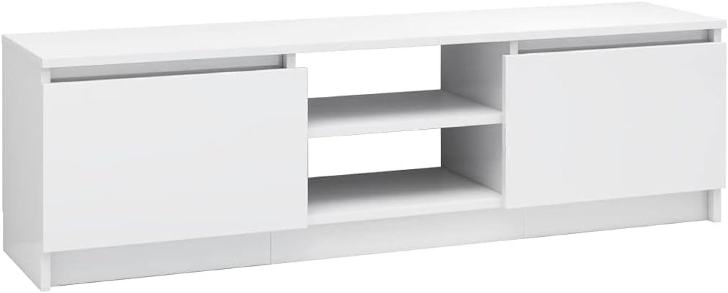 vidaXL TV Schrank mit 2 Schubladen 2 Fächern Lowboard Fernsehtisch Fernsehschrank TV Möbel Sideboard Hochglanz-Weiß 120x30x35,5cm Spanplatte Bild 1