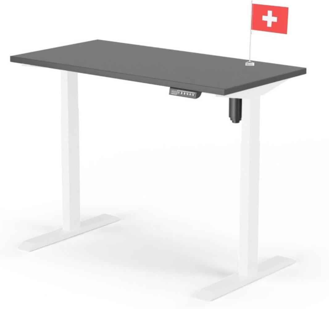 elektrisch höhenverstellbarer Schreibtisch ECO 120 x 60 cm - Gestell Weiss, Platte Anthrazit Bild 1