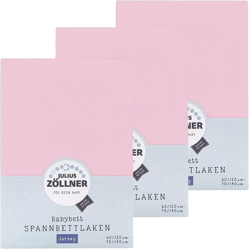 Julius Zöllner Spannbetttuch Jersey 70x140 / 60x120 Rosa 3er Pack Bild 1