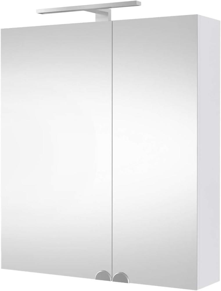 Planetmöbel Spiegelschrank Badezimmer 60cm Weiß, Badezimmerschrank mit Spiegel und LED Beleuchtung, Badespiegel mit Schrank Bild 1