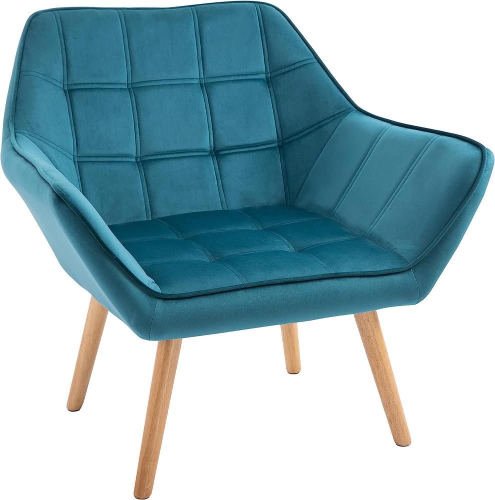 HOMCOM Einzelsessel Ohrensessel Relaxsessel Sessel mit Samt erhöhte Beine samtartiges Polyester skandinavisch Grün 64 x 62 x 72,5 cm Bild 1