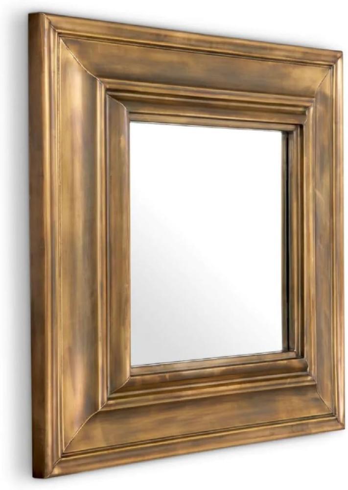 Casa Padrino Luxus Edelstahl Wandspiegel Vintage Messing 100 x 13 x H. 100 cm - Quadratischer Wohnzimmer Spiegel - Schlafzimmer Spiegel - Garderoben Spiegel - Luxus Möbel - Luxus Einrichtung Bild 1