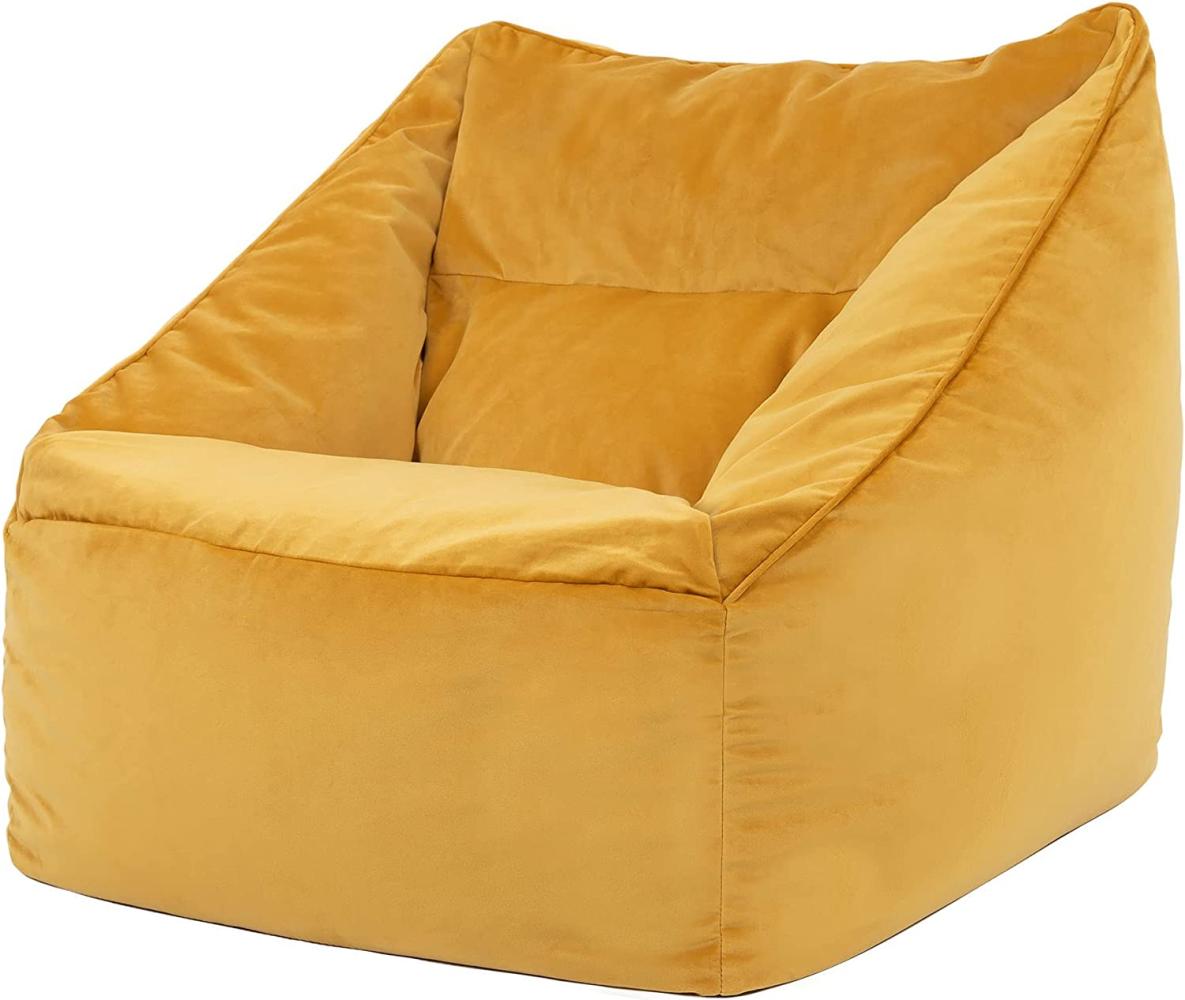 icon Riesen Sitzsack Sessel „Natalia“, Gelb, Plüsch XXL Sitzsack Erwachsene mit Füllung für das Wohnzimmer, Riesensitzsack Sofa XXL Bild 1