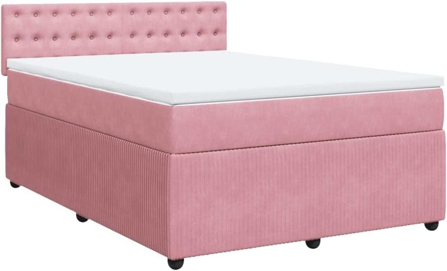 Boxspringbett mit Matratze Rosa 140x190 cm Samt 3290051 Bild 1