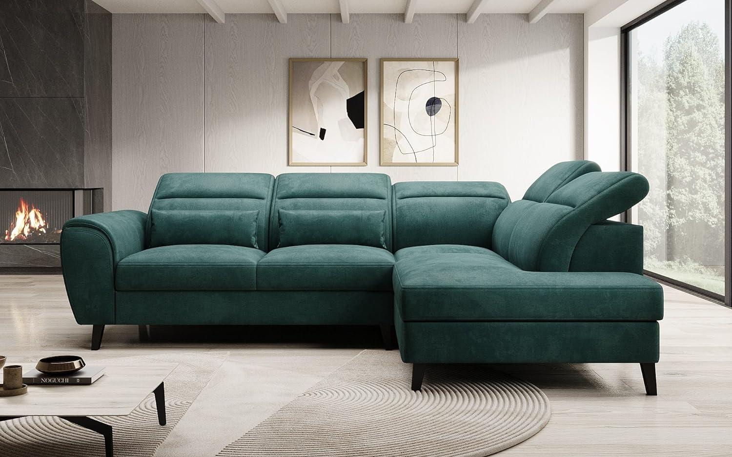 Designer Sofa Nobile mit verstellbarer Rückenlehne Samt Grün Rechts Bild 1