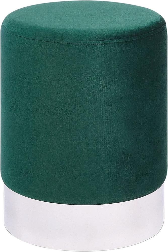 Pouf Samtstoff smaragdgrün silber ⌀ 36 cm rund BRIGITTE Bild 1