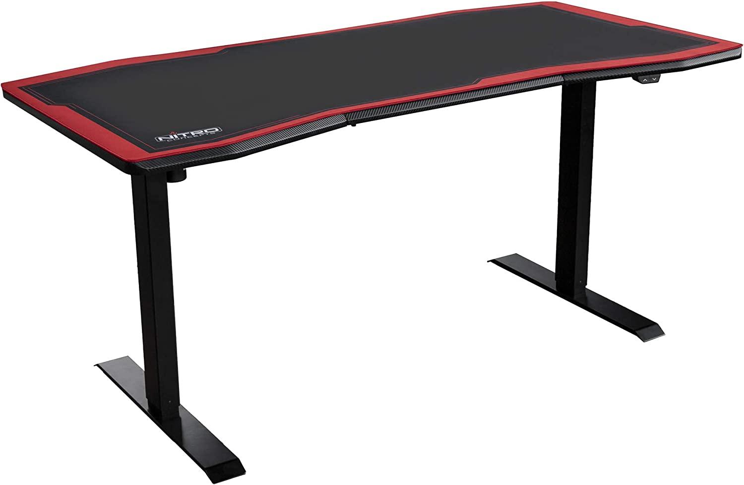 NITRO CONCEPTS D16E Gaming Tisch - Schreibtisch Computertisch 1600x800mm elektrisch höhenverstellbar Carbon Red (Rot) Bild 1