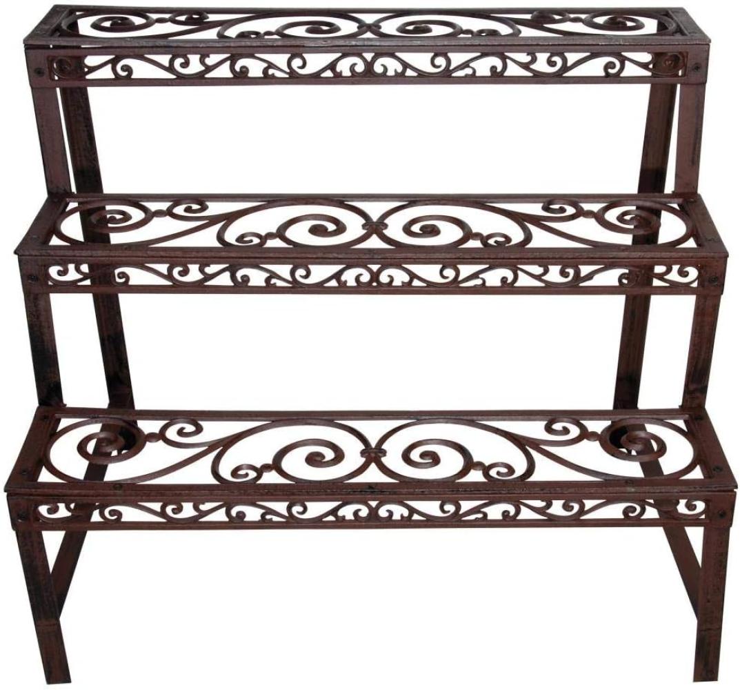 Esschert Design Balkon Pflanzentreppe, Blumenregal aus rötlichem Gusseisen, rechteckig, ca. 79 cm x 49 cm x 66 cm Bild 1