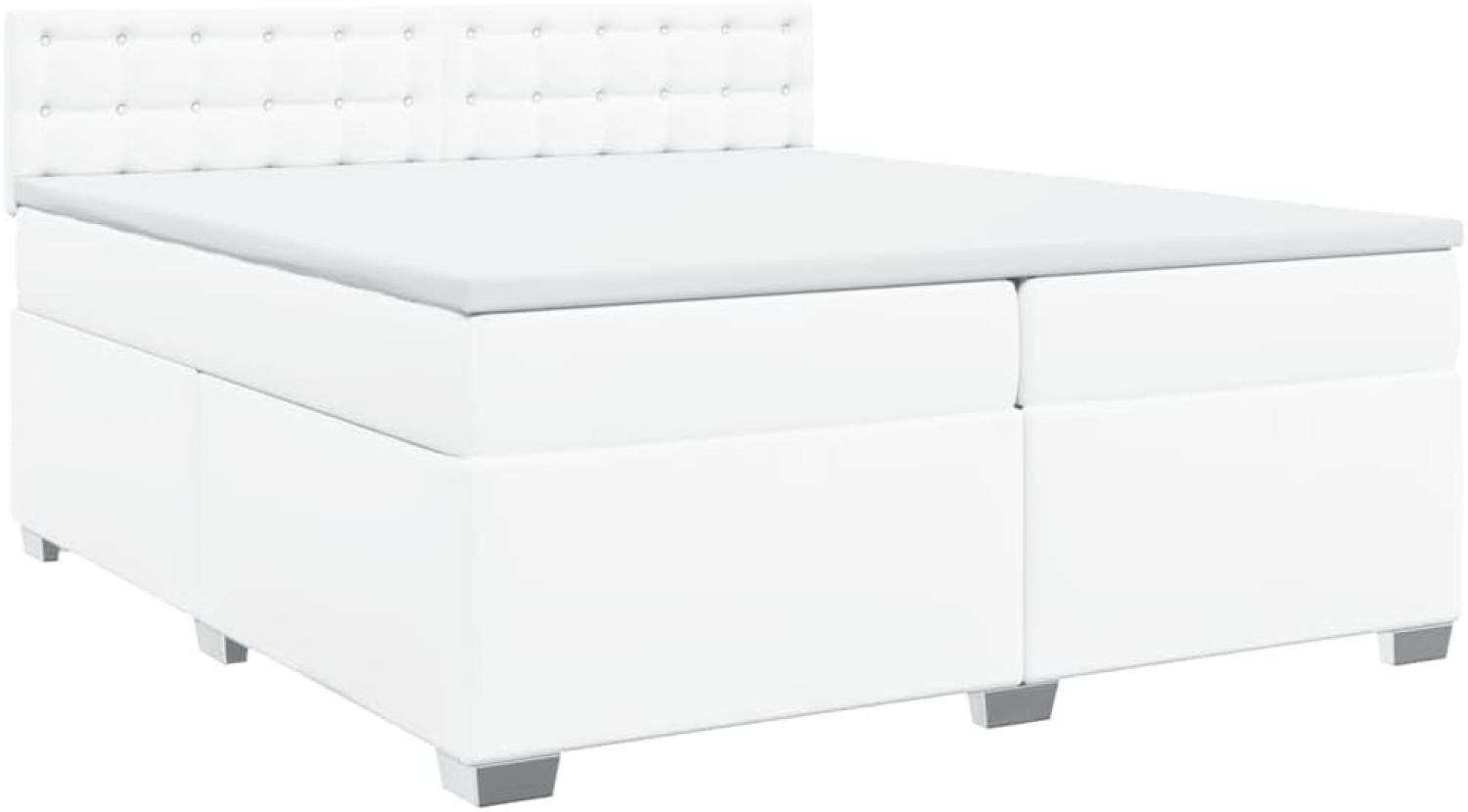 Boxspringbett mit Matratze Weiß 200x200 cm Kunstleder 3286137 Bild 1