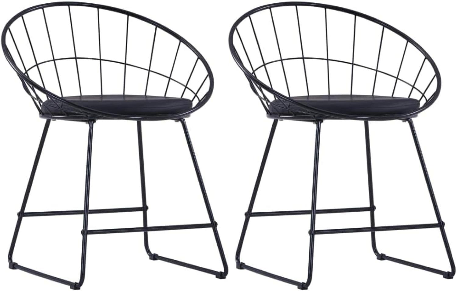 vidaXL Esszimmerstühle mit Kunstledersitzen 2 Stk. Schwarz Stahl Bild 1