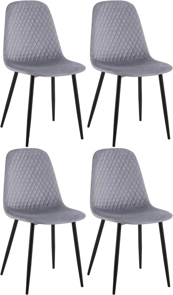 4er Set Stühle Giverny Samt (Farbe: grau) Bild 1