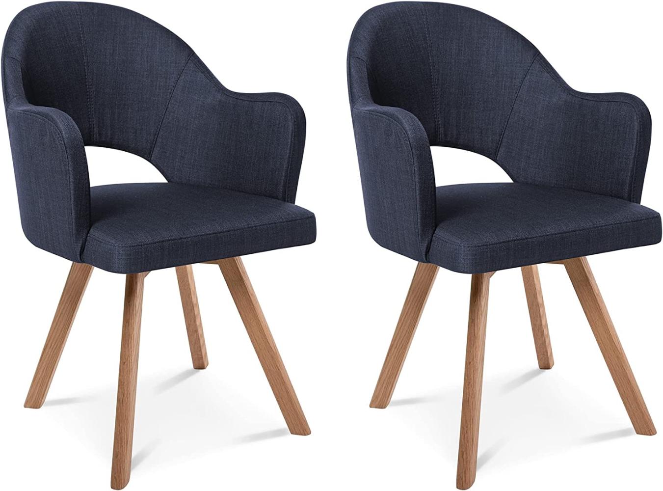 Möbel-Eins DOLORA 2er SET Schalenstühle, Gestell Massivholz blau ohne Drehfunktion Stoff Bild 1