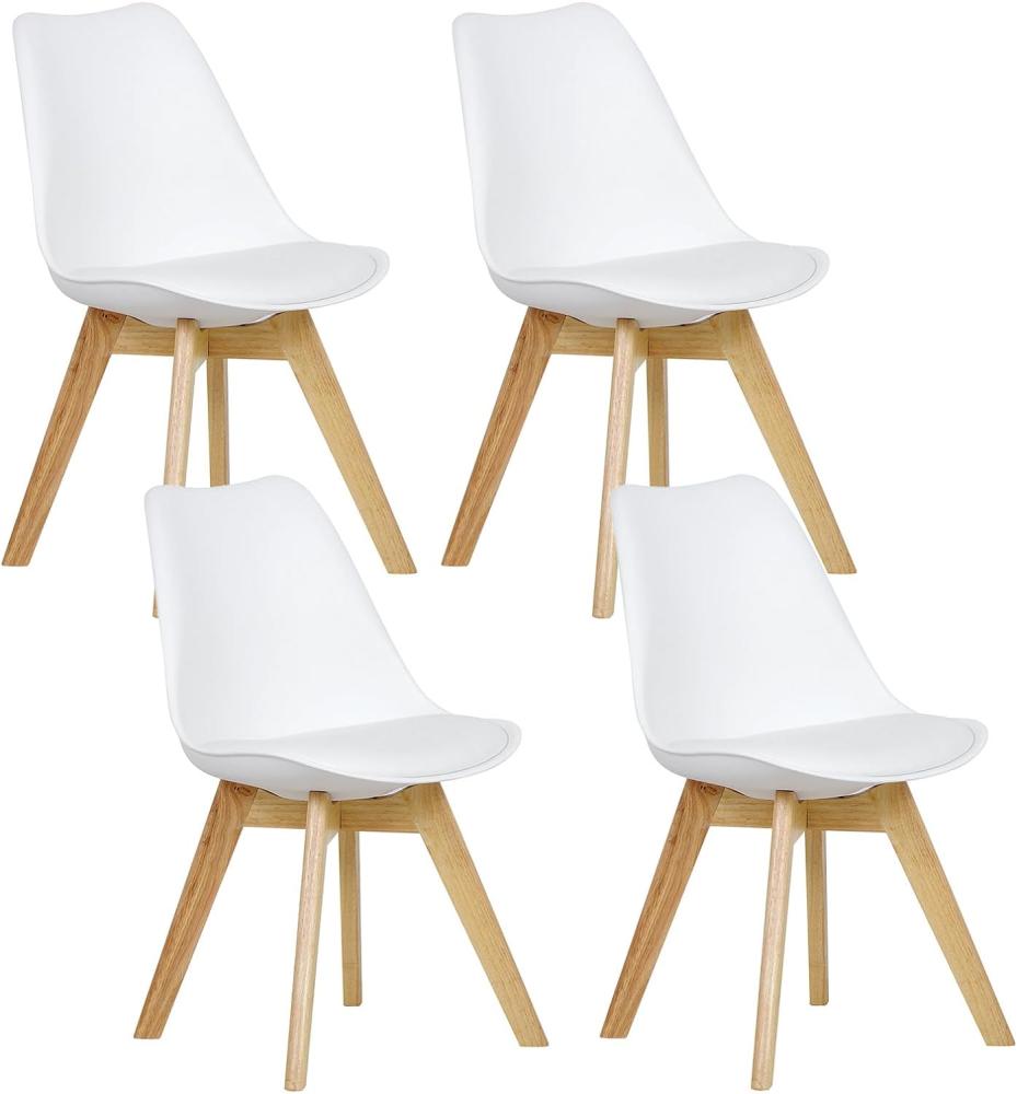 WOLTU® 4er Set Esszimmerstühle Küchenstuhl Design Stuhl Esszimmerstuhl Kunstleder Holz Weiß BH29ws-4 Bild 1