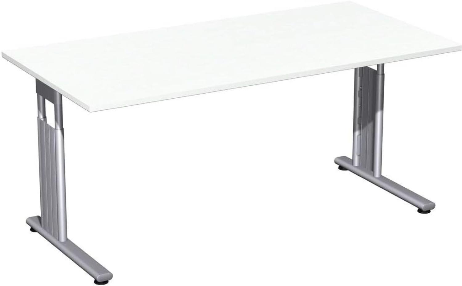 Schreibtisch, höhenverstellbar, 160x80cm, Weiß / Silber Bild 1