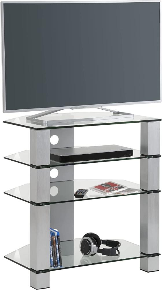 TV-Rack >MEDIA MODELLE GLAS< (BxHxT: 70x77x50 cm) in Metall Alu - Klarglas Bild 1