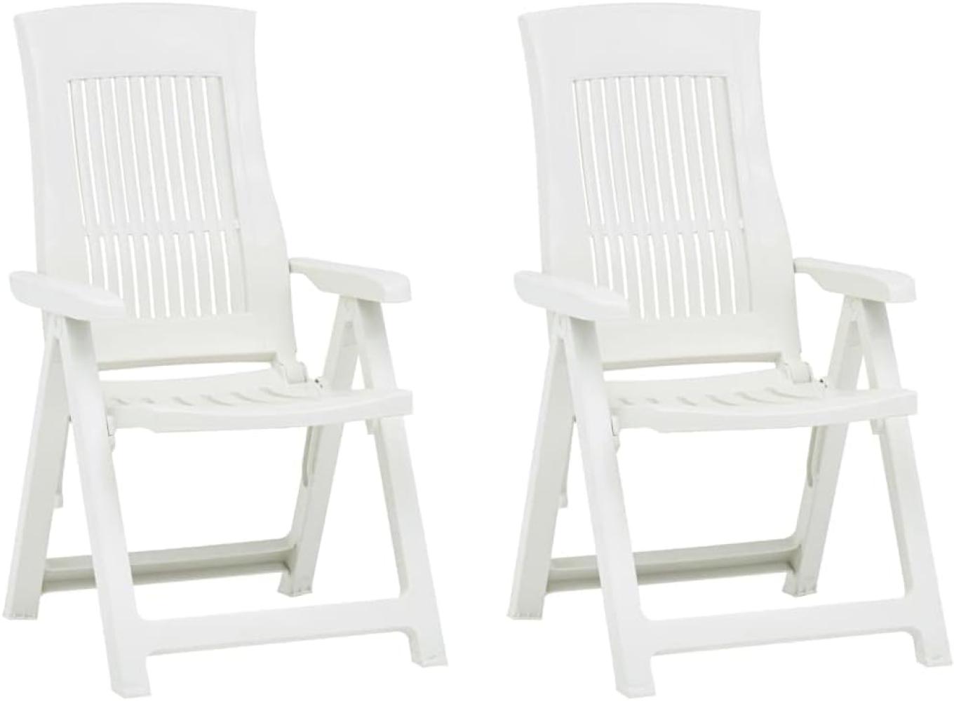 vidaXL Verstellbare Gartenstühle 2 Stk. Kunststoff Weiß Bild 1