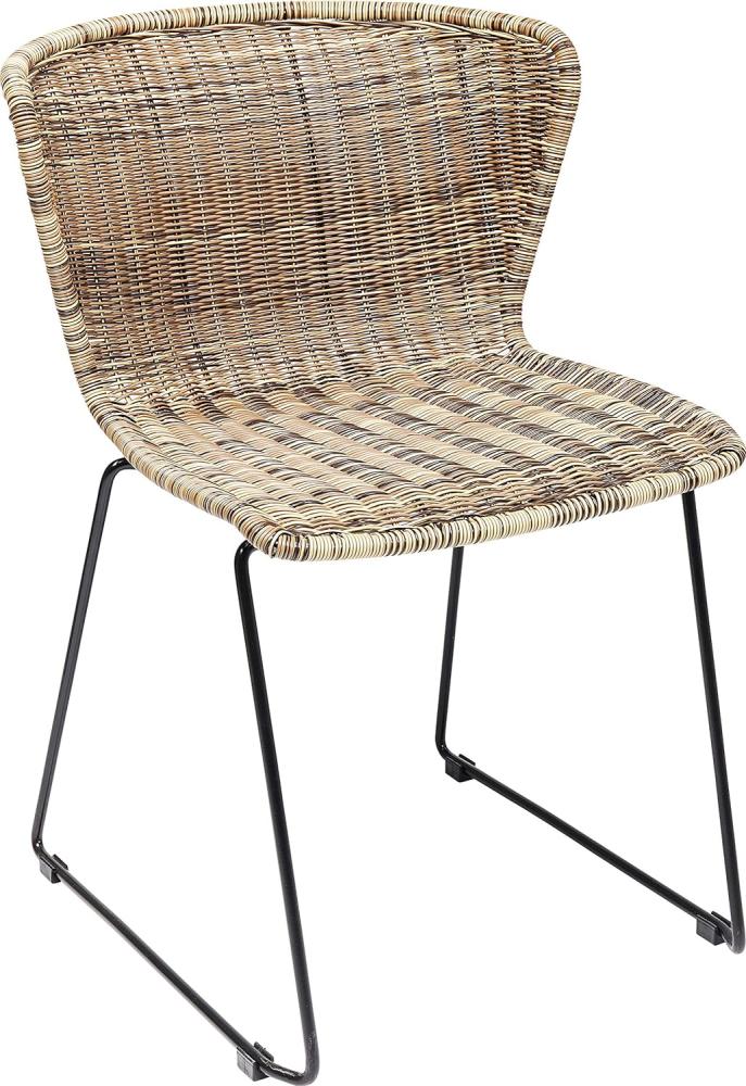 Kare Design Stuhl Sansibar, Esstimmerstuhl in Naturfarben, mit breiter Rückenlehne, ohne Armlehnen, Gestell als Kufe in schwarz (H/B/T) 78x53x56cm Bild 1