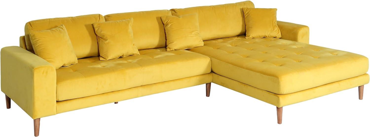 Ecksofa HWC-J54, Couch Sofa 3-Sitzer L-Form Liegefläche links/rechts 295cm ~ Samt gelb Bild 1