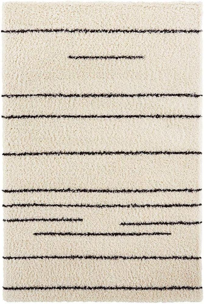 Hochflor Teppich Stripes Creme Schwarz - 200x290x3,5cm Bild 1