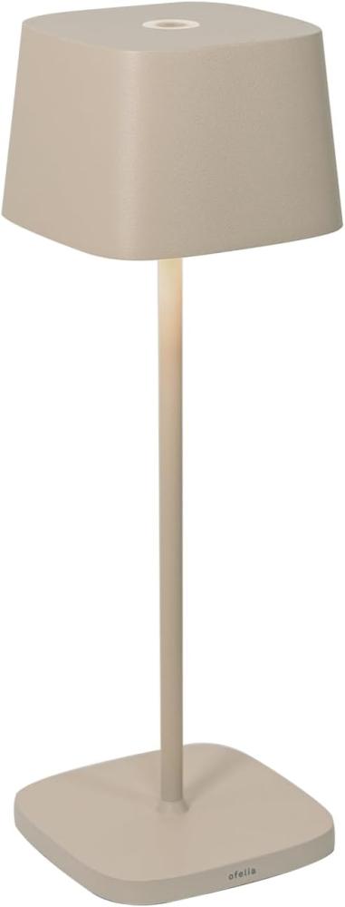 Zafferano, Ofelia Lampe, Kabellose, Wiederaufladbare Tischlampe mit Touch Control, Auch für den Außenbereich Geeignet, Dimmer, 2200-3000 K, Höhe 29 cm, Farbe Sand Bild 1