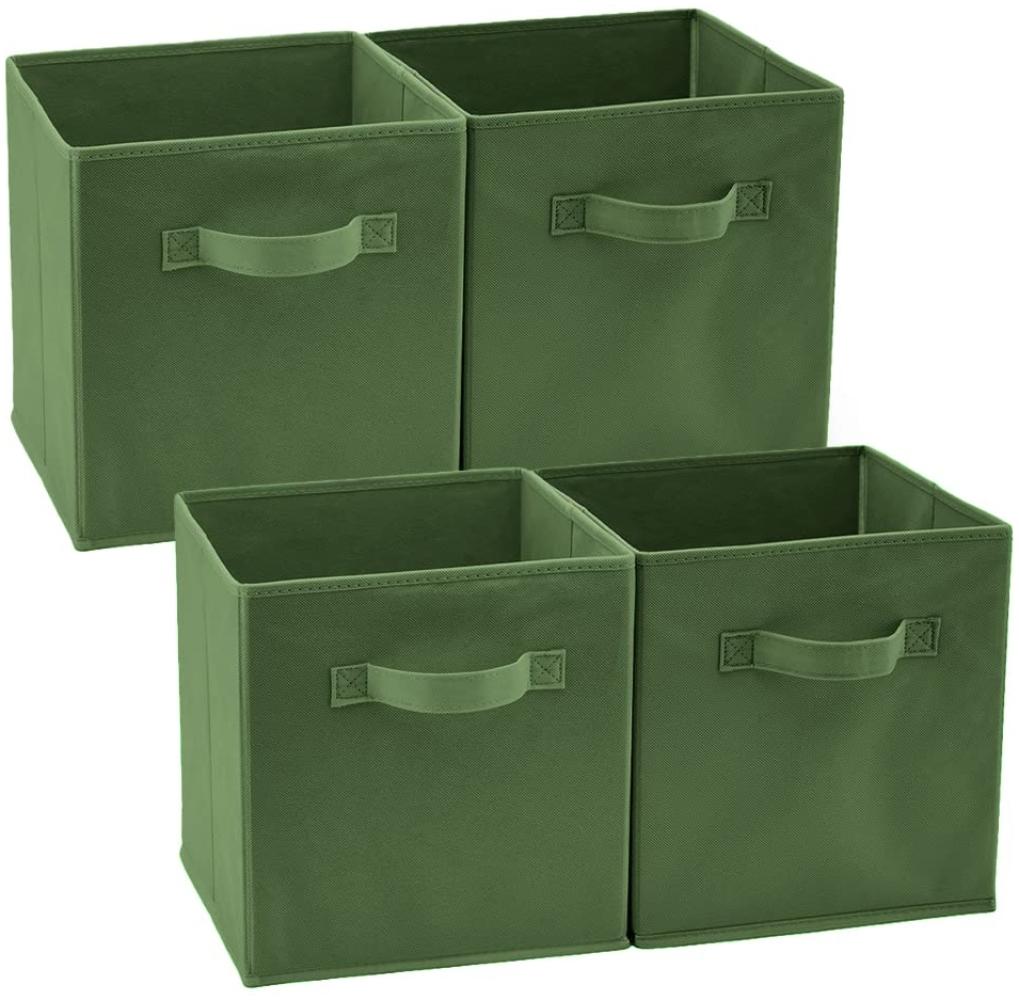 EZOWARE Aufbewahrungskörbe faltbare Würfel-Aufbewahrungsboxen, 4er-Set, faltbare Aufbewahrungsbox für Kleinkinder, Kinderzimmer, Zuhause, 26,7x26,7x28cm Kale Grün Bild 1