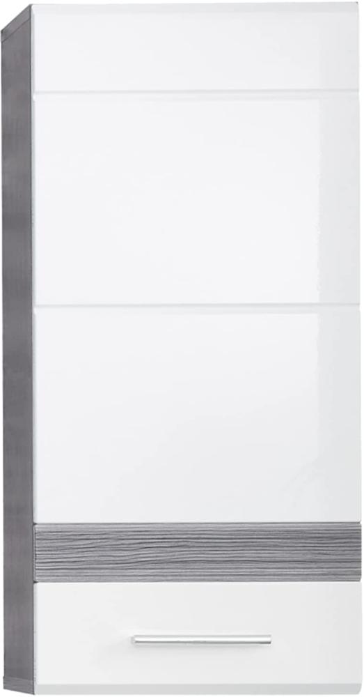 trendteam smart living Hängeschrank SetOne, Holzwerkstoff, Weiß Hochglanz, grau Rauchsilber, 37 x 77 x 24 cm Bild 1