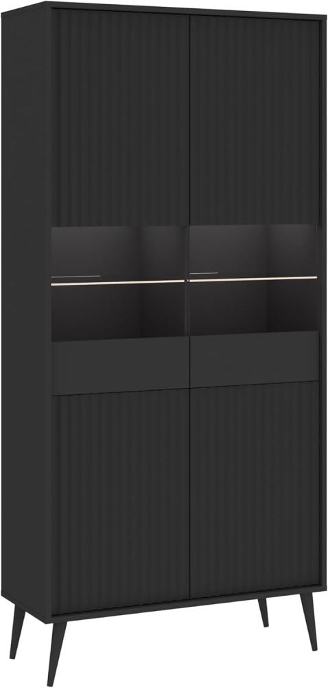 Oggi Vitrine Celbi Vierfachtüriger Anthrazit Schrank aus laminierten Platten - 193x91x40 cm, Mattes Finish, 16 mm - Wohnzimmerschrank Bild 1