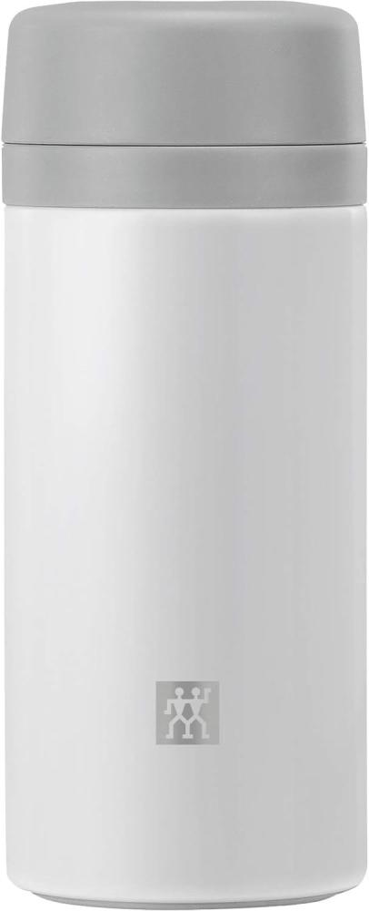 ZWILLING Thermo Thermoflasche, Integrierter Siebeinsatz, Isolierflasche für Tee & Infused Water, Doppelwandisolierung, 420 ml, Höhe: 17,2 cm, Weiß Bild 1