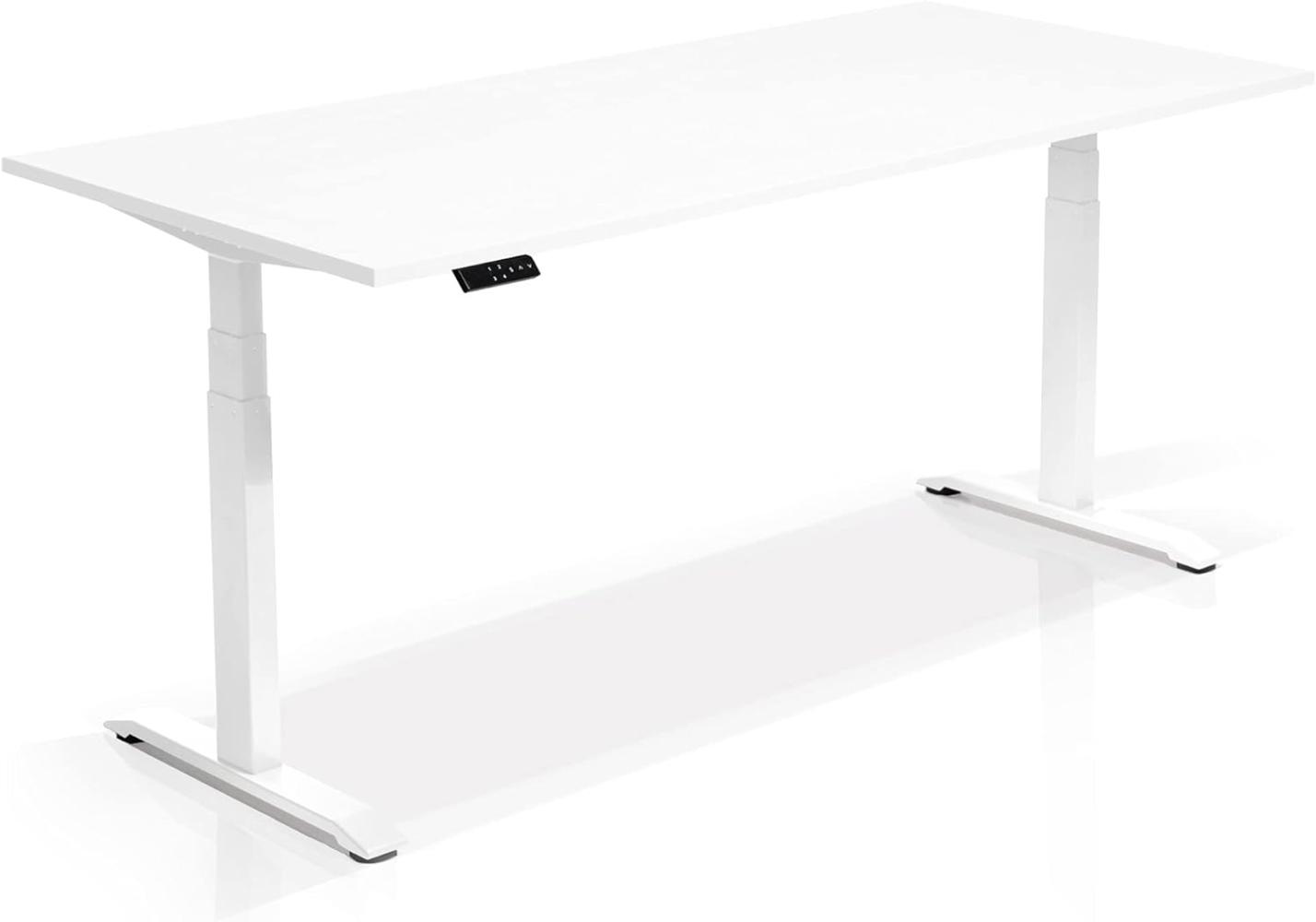 Möbel-Eins OFFICE ONE elektrisch höhenverstellbarer Schreibtisch / Stehtisch, Material Dekorspanplatte weiss weiss 120 x 80 cm Bild 1