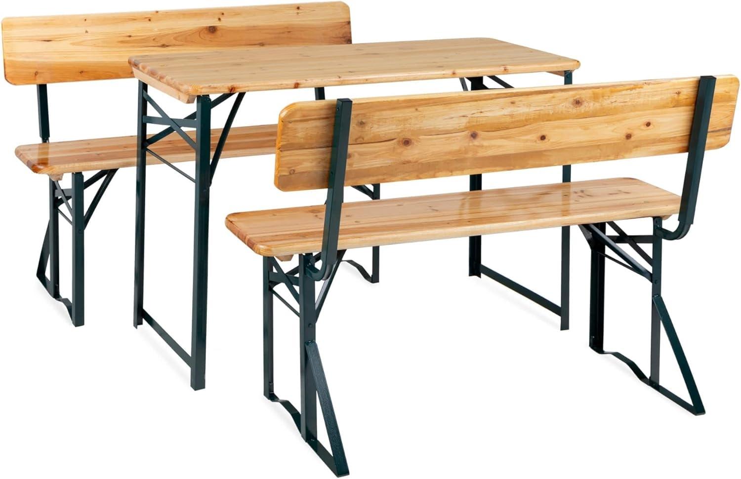 Stagecaptain Bierzeltgarnitur Hirschgarten BB-119 Sitzgarnitur mit Lehne 119 cm Länge, (3-tlg, 2 x Bank, 1 x Tisch), Mit aufsteckbarer Rückenlehne Bild 1