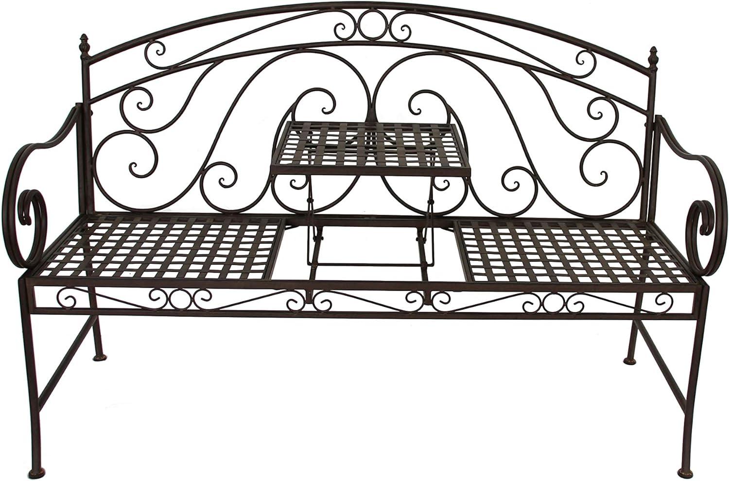 Garden Pleasure Bank SAKET mit hochklappbarem Tisch Metall, schwarz Bild 1
