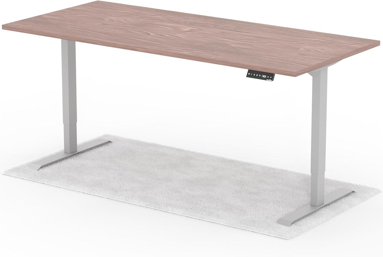 elektrisch höhenverstellbarer Schreibtisch DESK 200 x 90 cm - Gestell Grau, Platte Walnuss Bild 1