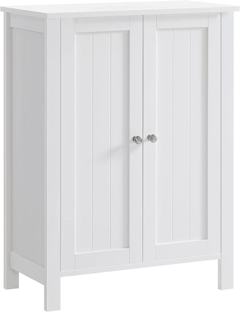 VASAGLE Badezimmerschrank, freistehender Badschrank, Aufbewahrungsschrank mit 2 Türen, mit 2 verstellbaren Regalebenen, weiß BCB60W Bild 1